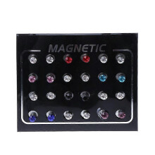 (Multicolour, One size) Non Piercing Earrings 12-Pair Stud Earrings Crystal Rhinestone Magnetic Clip Ins