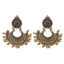 (Silver, One size) Retro Metal Tassel Drop Earrings Jhumka Indian Ethnic Bollywood Dangle Earrings