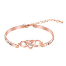 (Rose Gold, One size) Infinity Heart Symbol Charm Bracelet Fashion Jewelry Adjustable Chain
