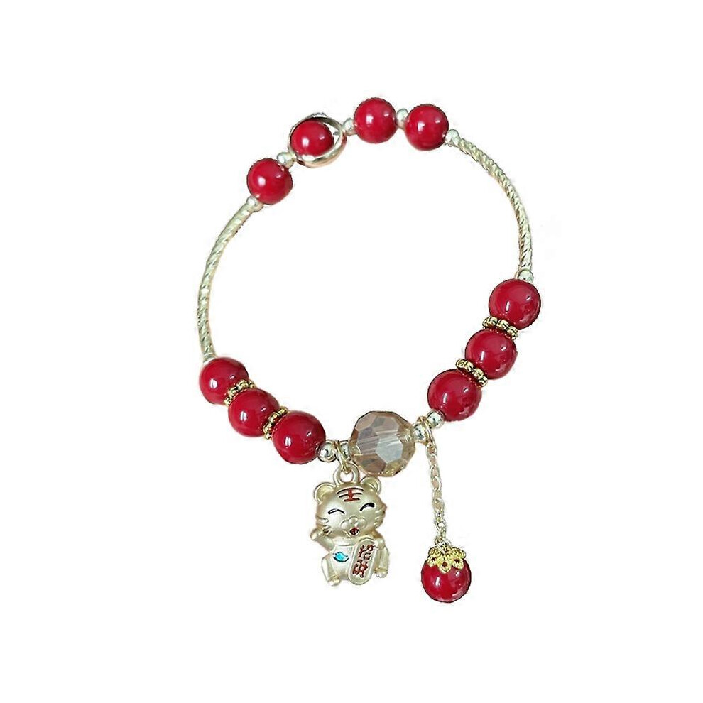 (C, One size) 2022 Year of Tiger Natural Stone Elastic Bracelet Chinese New Year Fashion Charm Pendant Lucky Tassel Bracelet for Women-image-OPC-PHPN7BV-NEW