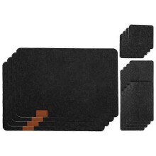 (As show, One size) 12 Pcs/Set Table Placemats Drink Coasters Cutlery Pouch Holder Protective Dining Table Pad Mat Washable Non-Slip