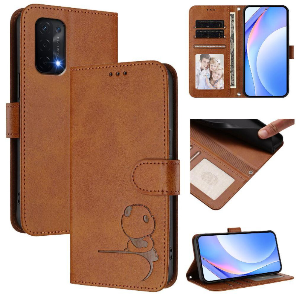 (Brown) Phone Case For Oppo A74 5G Magnetic Rfid Blocking Card Slots Holder Kickstand Pu Leather Flip Folio Brown 764563660308