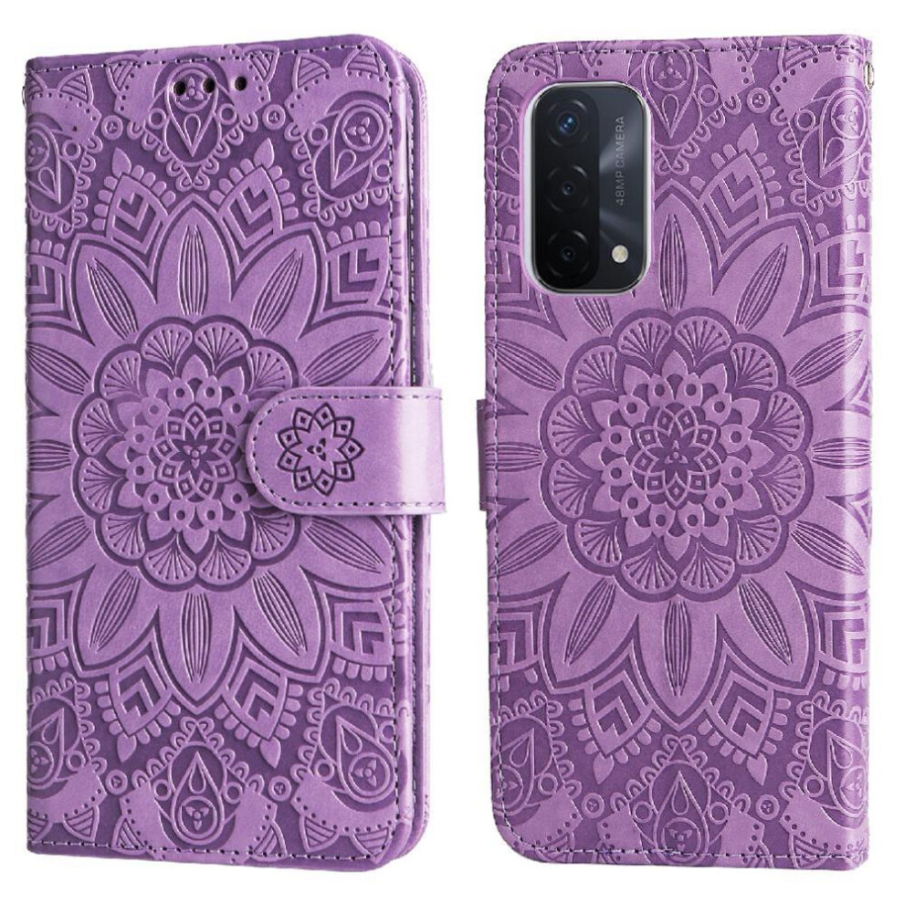 (Purple) Case For Oppo A74 5G Card Slots Flip Leather Protective Cover Purple 764563660520