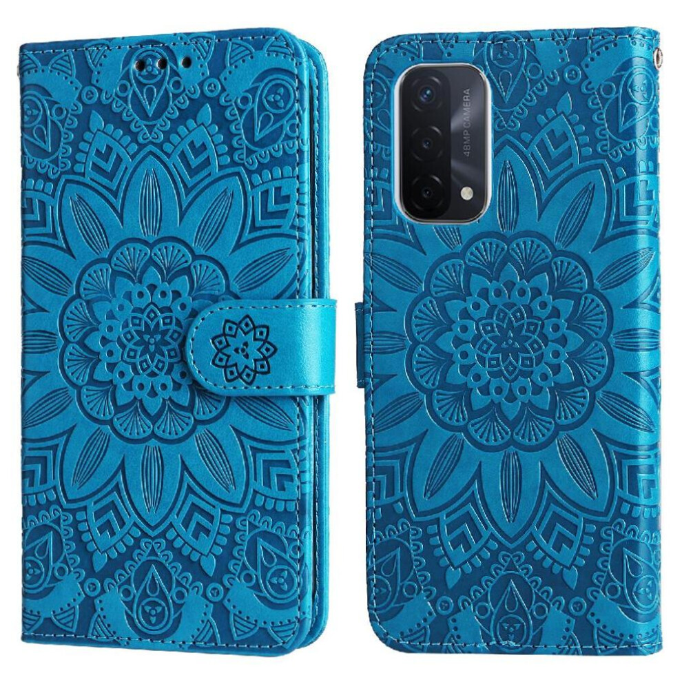(Blue) Case For Oppo A74 5G Card Slots Flip Leather Protective Cover Blue 764563660513