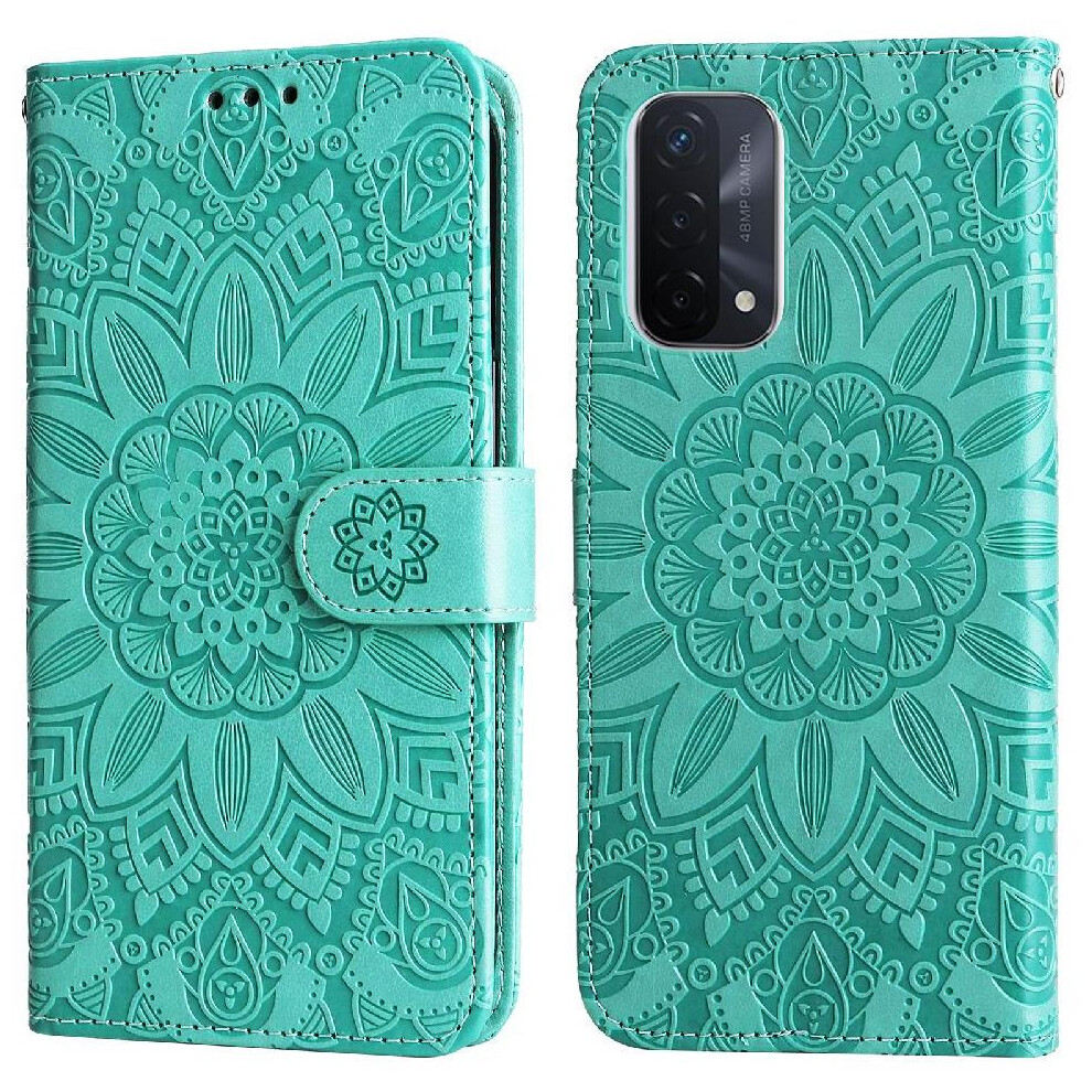 (Green) Case For Oppo A74 5G Card Slots Flip Leather Protective Cover Green 764563660537