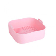 (Pink) Square Non-Stick Silicone Air Fryer Basket Liners Silicone Material 3 Colors