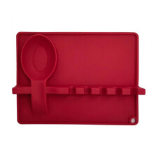 2 In 1 Silicone Spoon Rest with Drip Pad Slots Heat-Resistant Utensils Holder