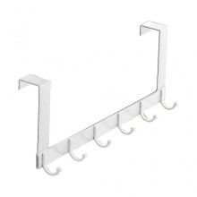 (6, White) Aluminum Door Hanger Hook 5/ 6 Hooks Door Rack Organizer Rack for Robe Towels