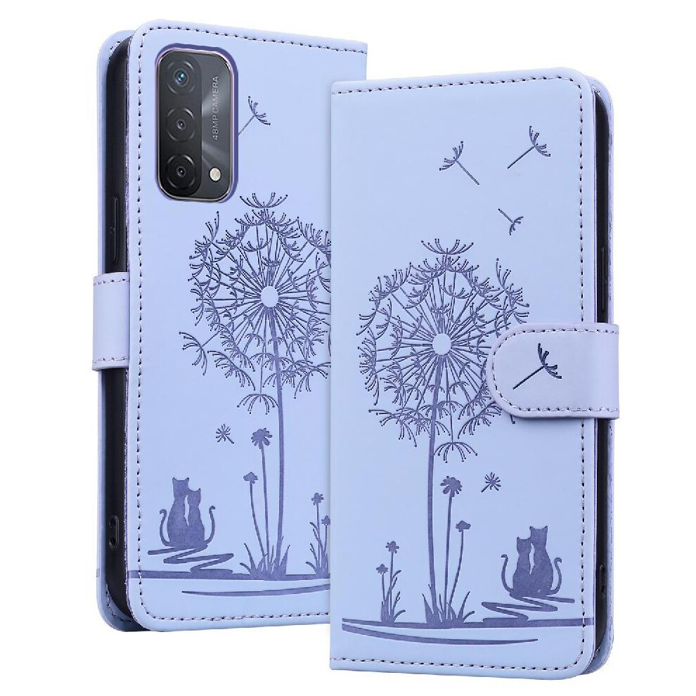 (Purple) Flip Case For Oppo A74 5G Three Card Slots Kickstand Premium Leather Stand Purple 764563661428