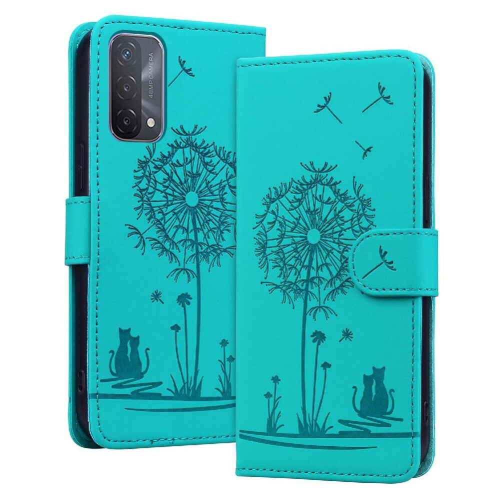 (Green) Flip Case For Oppo A74 5G Three Card Slots Kickstand Premium Leather Stand Green 764563661411