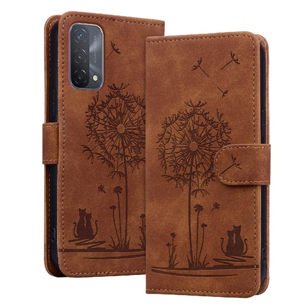 (Brown) Flip Case For Oppo A74 5G Three Card Slots Kickstand Premium Leather Stand Brown 764563661381