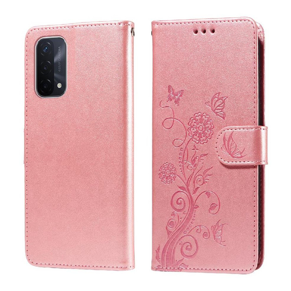 (Rose ) Flip Case For Oppo A74 5G/A54 5G Cardslots Flip Flower Leather Gold 764563661480
