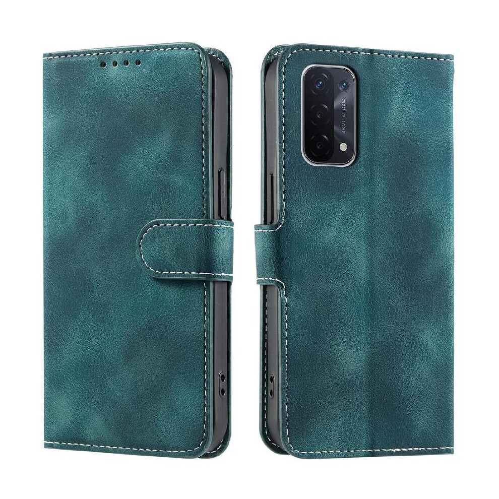 (Green) Flip Case For Oppo A74 5G Pu Leather Magnetic Kickstand Wrist Strap Wallet Card Slots Green 764563661626