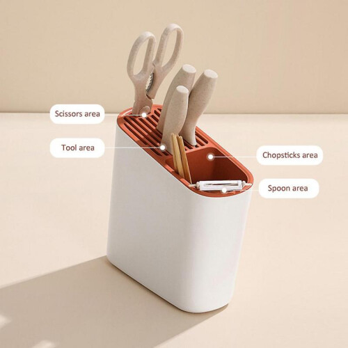 (Pink) Utensil Holder Large Capacity Kitchen Flatware Rack Home Kitchenware Organizer 2
