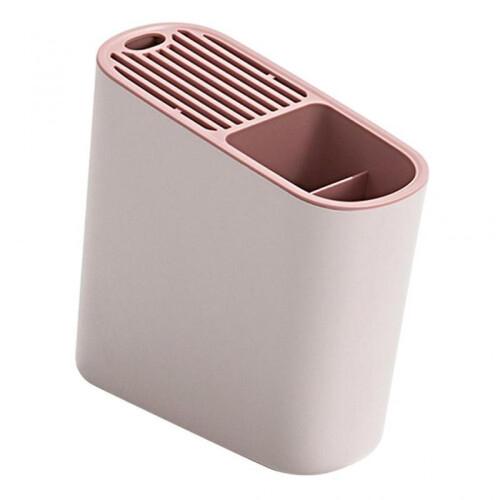 (Pink) Utensil Holder Large Capacity Kitchen Flatware Rack Home Kitchenware Organizer