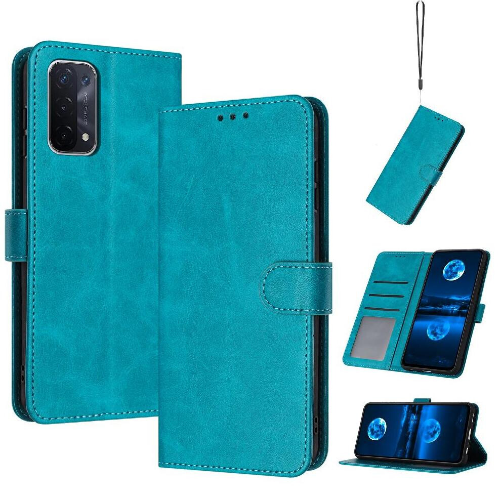 (Green) Flip Case For Oppo A74 5G/A54 5G With Buckle Pu Leather Kickstand With Card Slot Pure Colour Green 764563661824