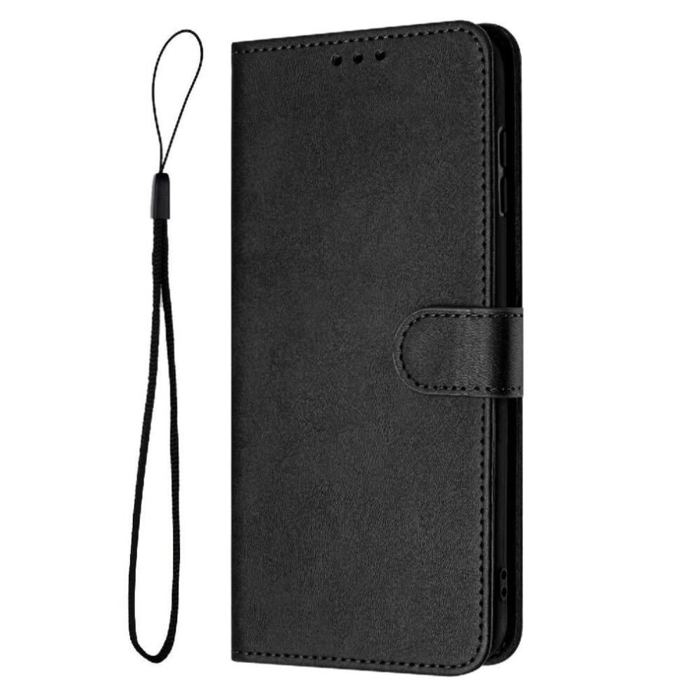 (Black) Flip Case For Oppo A74 5G/A54 5G With Buckle Pu Leather Kickstand With Card Slot Pure Colour Black 764563661848