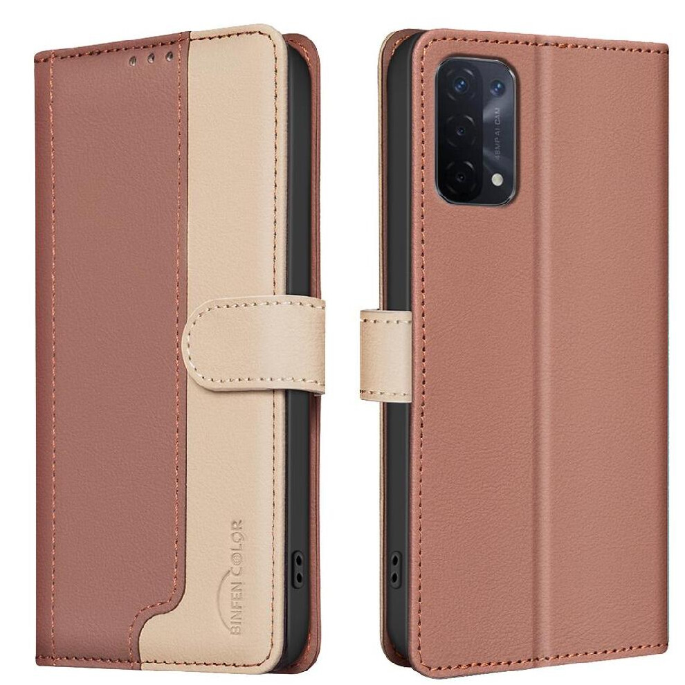 (Brown) Flip Case For Oppo A74 5G Card Slots Holder Rfid Blocking Shockproof Tpu Inner Shell Kickstand Flip Folio Brown 764563661985