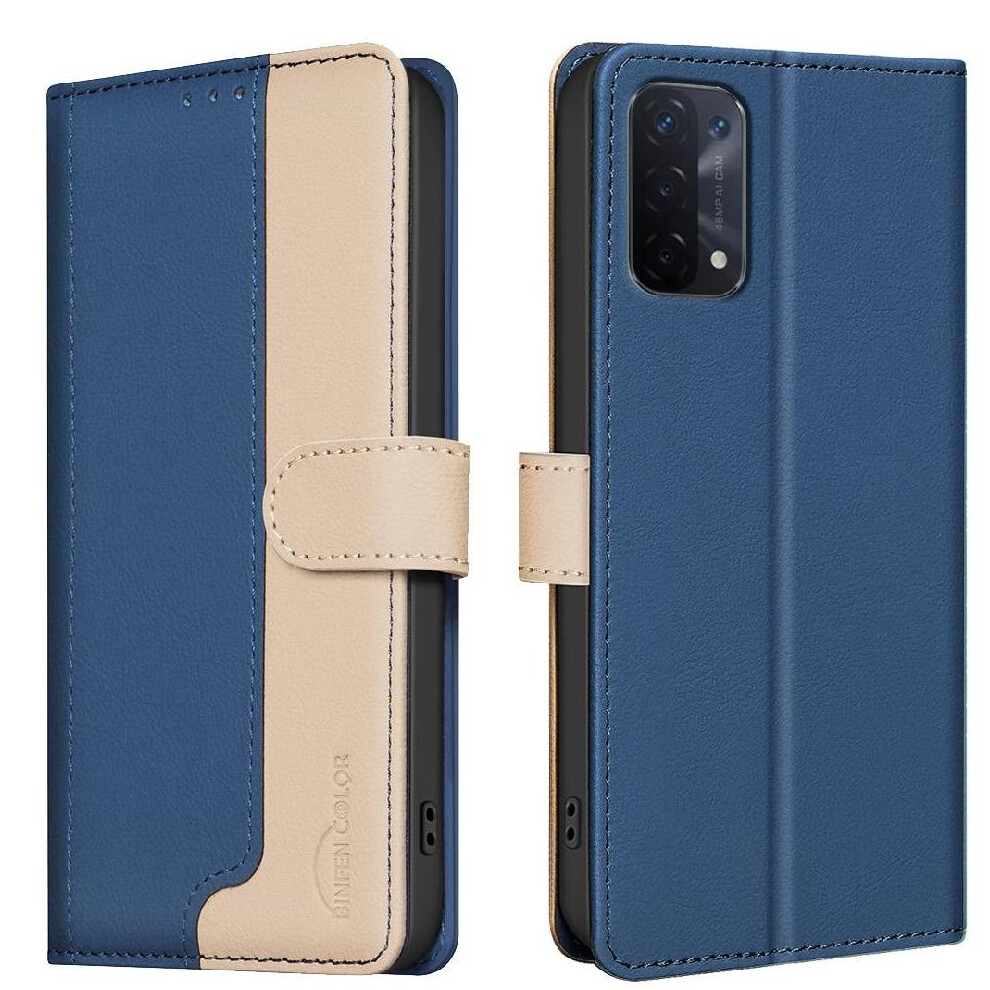 (Blue) Flip Case For Oppo A74 5G Card Slots Holder Rfid Blocking Shockproof Tpu Inner Shell Kickstand Flip Folio Blue 764563662012