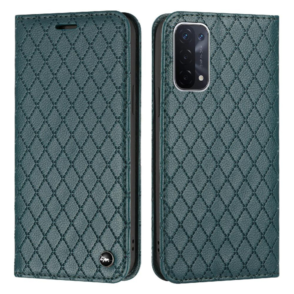 (Green) Case For Oppo A74 5G Magnetic Shell Business Wallet Flip Card Slots Holder Green 764563662425