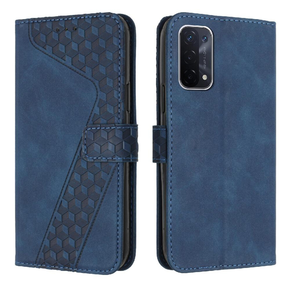 (Blue) Phone Case For Oppo A74 5G Magnetic Kickstand Wallet Flip Folio Card Slots Cover Blue 764563662678