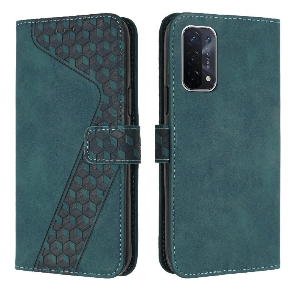 (Green) Phone Case For Oppo A74 5G Magnetic Kickstand Wallet Flip Folio Card Slots Cover Green 764563662715