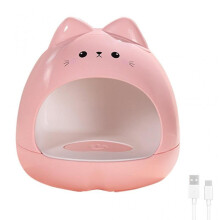 (Pink) 24W Portable Manicure Mini UV Lamp Cat Nail Lamp UV Gel No Black Hands Quick Dryed Nail Art Tool for Travel Manicure