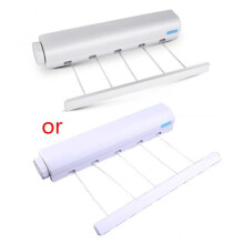 (5) Wall Mounted 4/5 Clothes Line Retractable Laundry Hanger Indoor Outdoor Clothes Drying Rack Clothesline