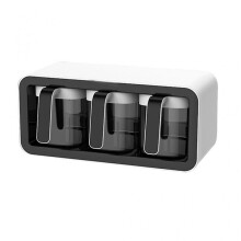 (A) Wall Mount Spice Rack Organizer 2 Cups/3 Cups Sugar Bowl Salt Shaker Seasoning Container Spice Boxes Condiment Jar Tool