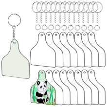 90x Keychain Blank Kit 30xCow Ear Acrylic Blanks 30xKeychain Ring 30xJump Ring
