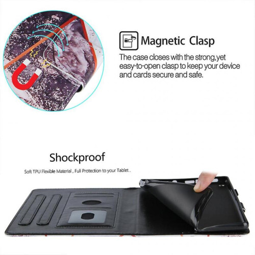 (Black White) Tablet Protective for Case For Amazon All-New Fire HD8 2018/17 PU Leather Auto S 2