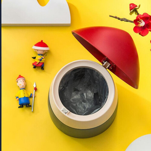Mini Mushroom Dust Bin Detachable Lid 2L Capacity Tabletop Dustbin for Kitchen 1