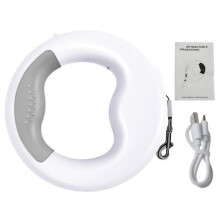 (White) Durable Automatic Retractable Pet Puppy for Cat Traction Rope with Rechargeable LED Light Walking Dog Belt Leash