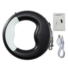 (Black) Durable Automatic Retractable Pet Puppy for Cat Traction Rope with Rechargeable LED Light Walking Dog Belt Leash