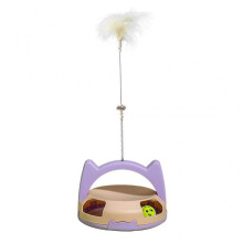 (Purple) Funny Kitten Toy Multifunctional Feather +Tracking Balls Base Spring Toy