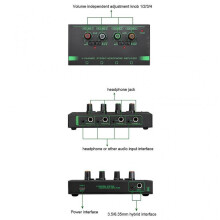 Stereo Headphone Amplifier 4 /6 Channels Amp Metal Stereo Audio Amplifier