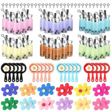 (A) Girls Earring Decoration Necklace Keychain Lovely Milk Tea Egg Flower Pendant