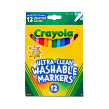 Crayola Ultra Clean Fine Line Markers (12ct)  Washable Markers for Kids  Arts & Crafts  Coloring Book Markers  Toddler Gifts