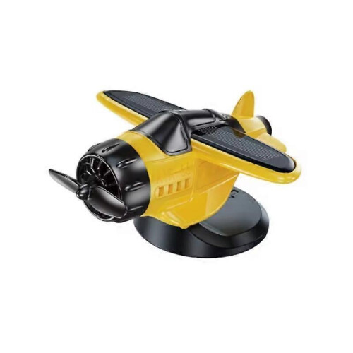 (Yellow) Car Dashboard Decor, Solar Airplane, Solar Powered Aircraft for Tabletop Office