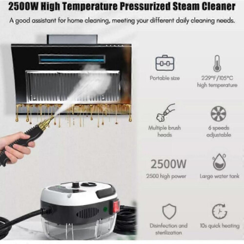 (Blue UK Plug) Eigoods 2500w Handheld High-Temperature Pressurized Cleaner,New Multi-surface 2