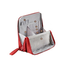 (Wine Red) Multi-Purpose Large Capacity Standing Makeup Bag,Portable Stationery Storage Bag