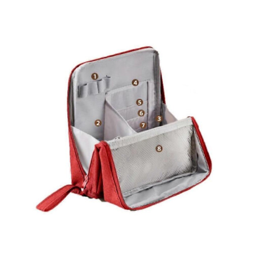 (Wine Red) Multi-Purpose Large Capacity Standing Makeup Bag,Portable Stationery Storage Bag