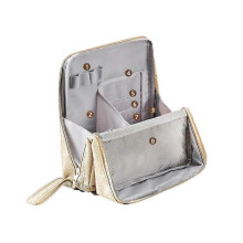 (Beige) Multi-Purpose Large Capacity Standing Makeup Bag,Portable Stationery Storage Bag