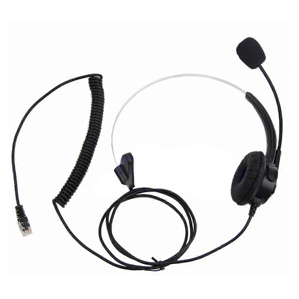 (As show, One size) 4-Pin RJ11 Monaural Corded Operator Call Center Telephone Headset Headphone BK-image-OPC-PHPNCP5-NEW