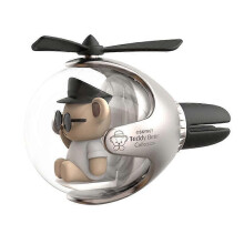 (Teddy Silver) Flying Ball Refillable Cartoon Light-up Car Air Freshener Clip,Auto Vent Clips