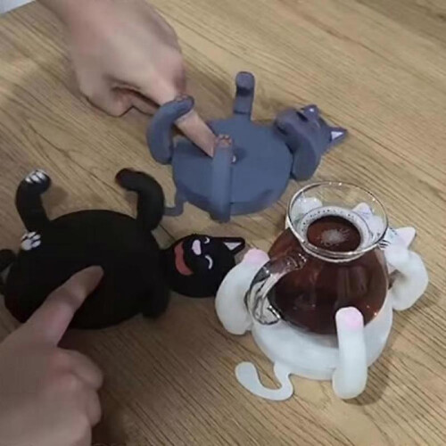 (White) 3D Print Cat Coasters, Novel and Cute Cat Mug Holder 1