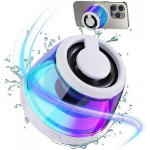 (White) Magnetic Bluetooth speaker RGB mini portable speaker magnetic phone holder ring wireless sound box Bluetooth speaker tower