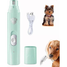 (Green) Dog Nail Grinder 2-Speed Electric Rechargeable Pet Nail Trimmer Painless Paws Grooming Smoothing for Small Medium Large Dogs Cat