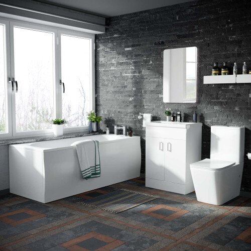 NES Home Bath Toilet Vanity Unit Three Piece White Bathroom Suite  Desner