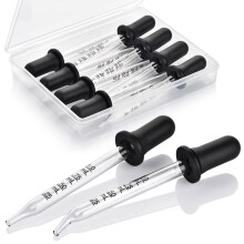 Herain 8 Pack Glass Pipette Dropper, Ear and Eye Dropper Bent & Straight Tips, 1 ml Droppers for Essential Oils, Lab, Health Care, Crafts, Measuring a